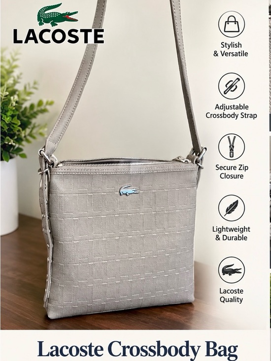 Lacoste Handbags - Lacoste Small Crossbody Bag - Taupe Gray
